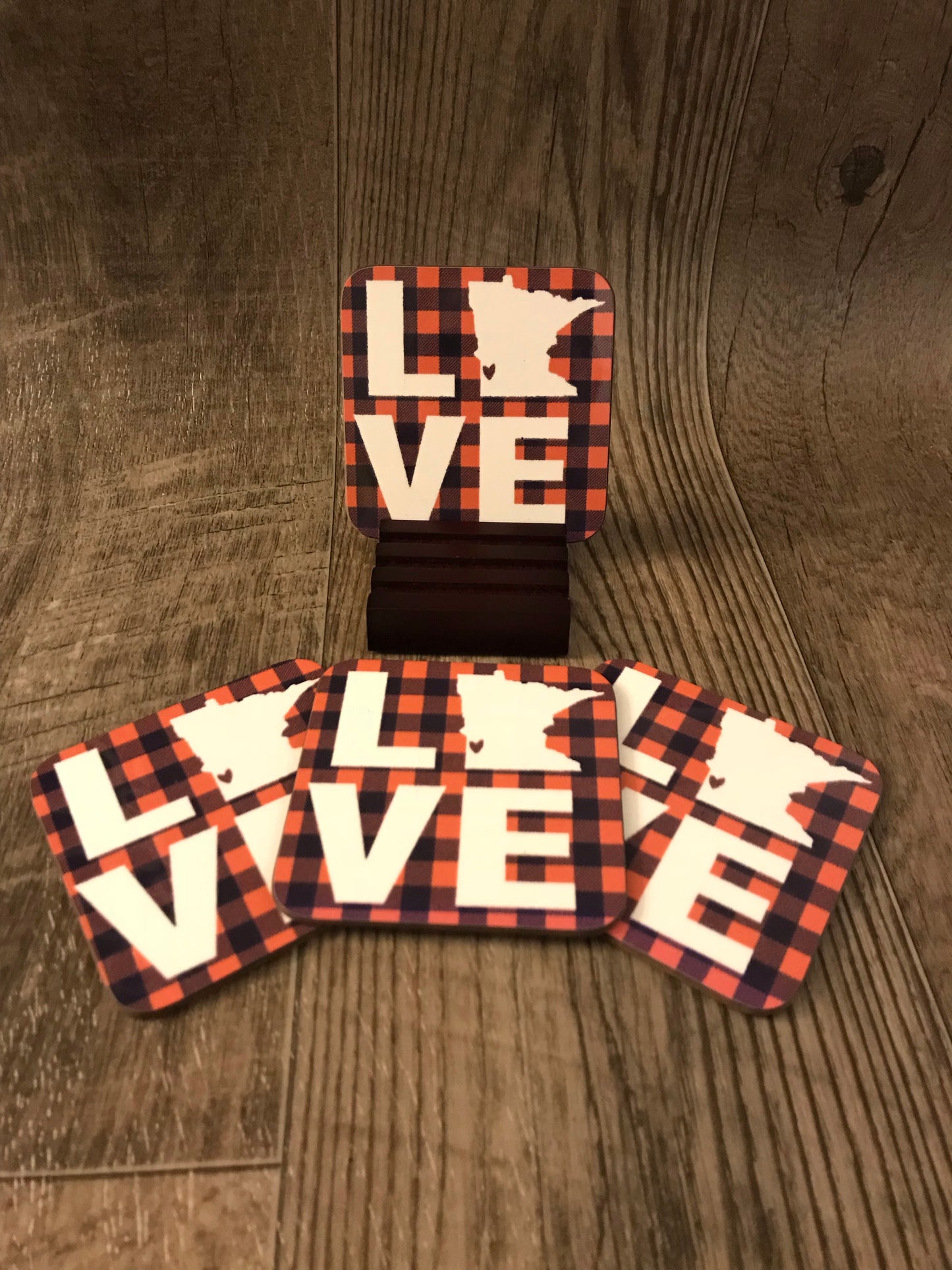 Minnesota Love Plaid Coaster