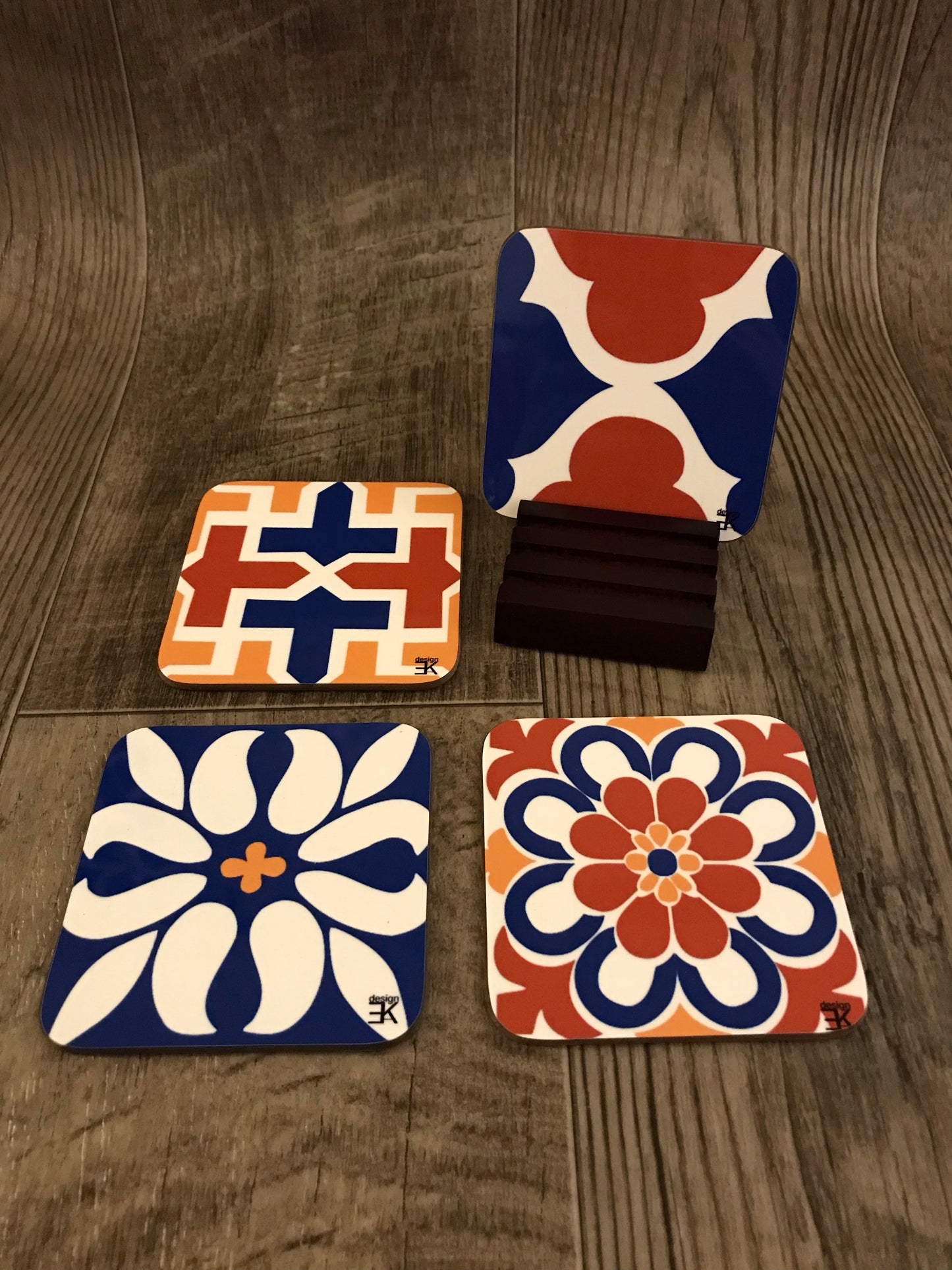 Moroccan Tile- Blue, Red & Orange